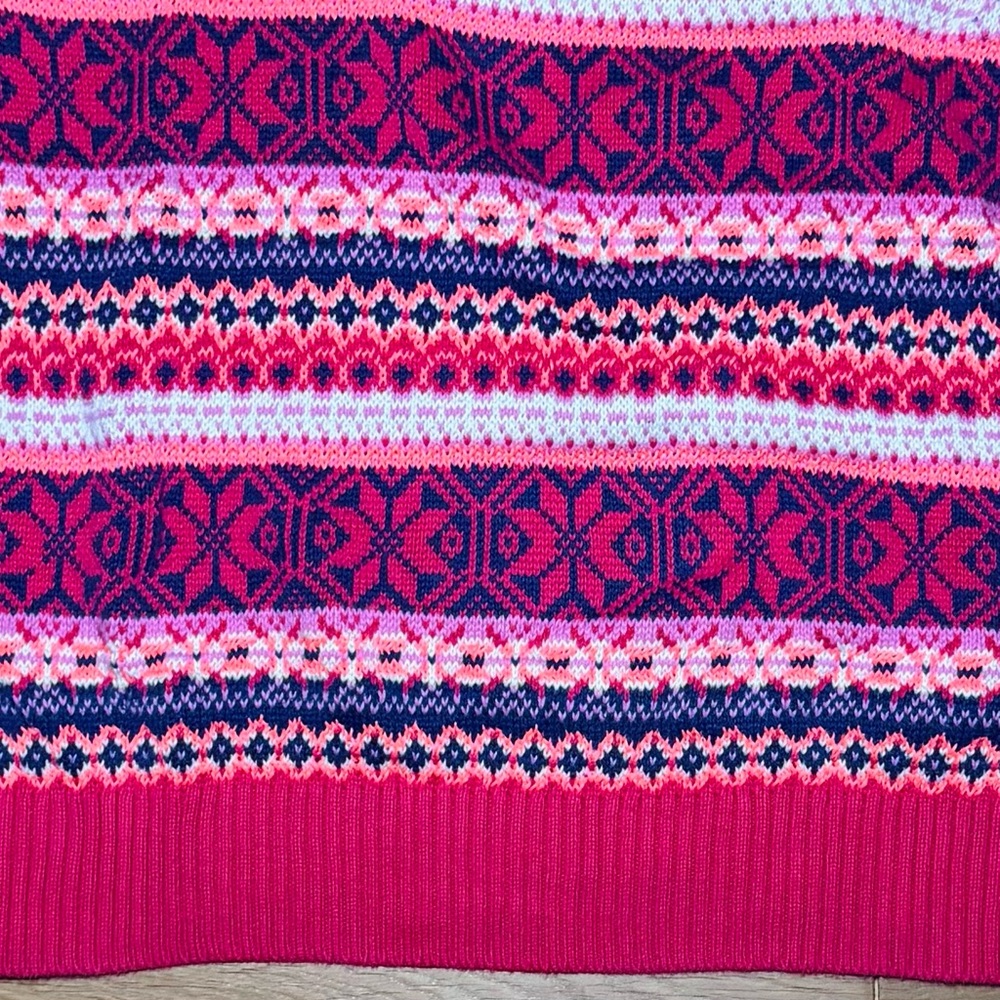 J Crew Womens Large Pink Purple White Winter Colorful Patterned Sweater 🩷💜 - Picture 5 of 5